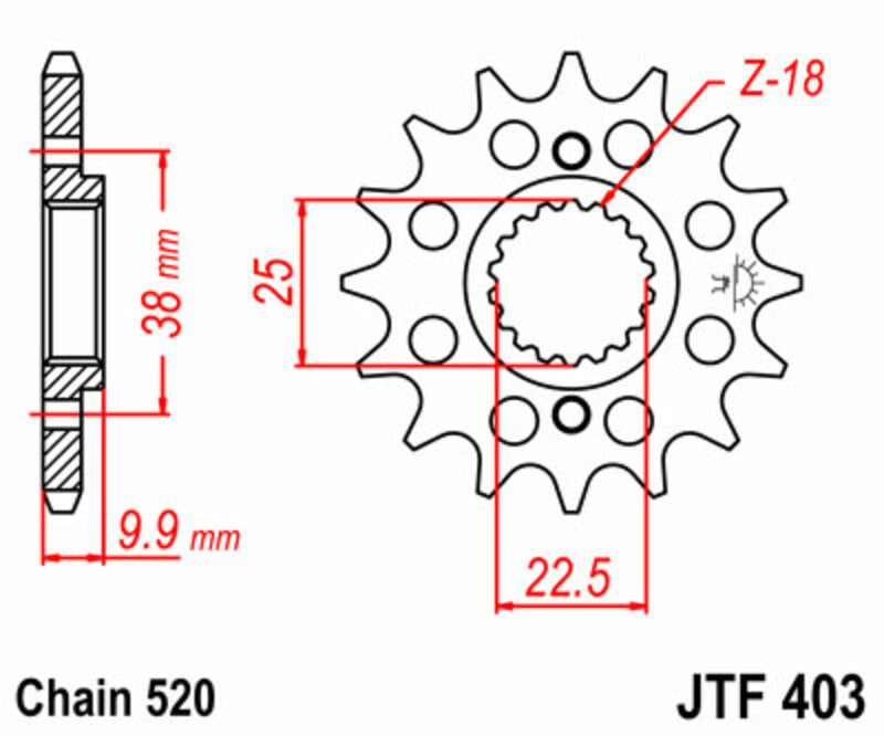JT SPROCKETS Standard Stahlritzel vorne 403 - 520