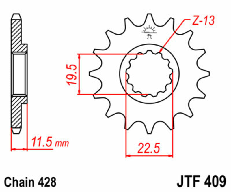 JT SPROCKETS Standard Stahlritzel vorne 409 - 428