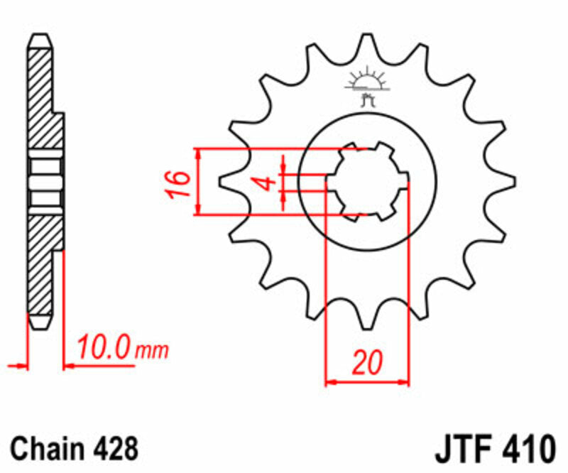 JT SPROCKETS Standard Stahlritzel vorne 410 - 428