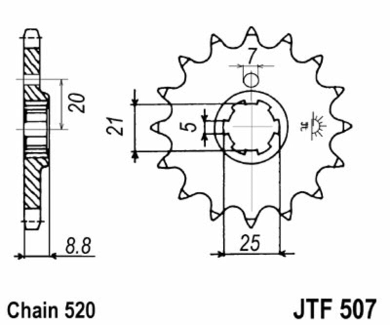 JT SPROCKETS Standard Stahlritzel vorne 507 - 520