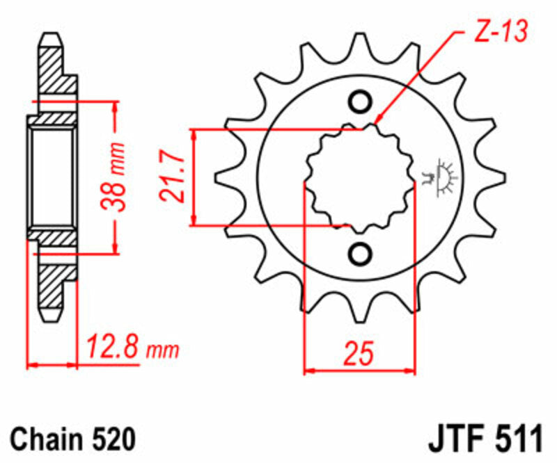 JT SPROCKETS Standard Stahlritzel vorne 511 - 520