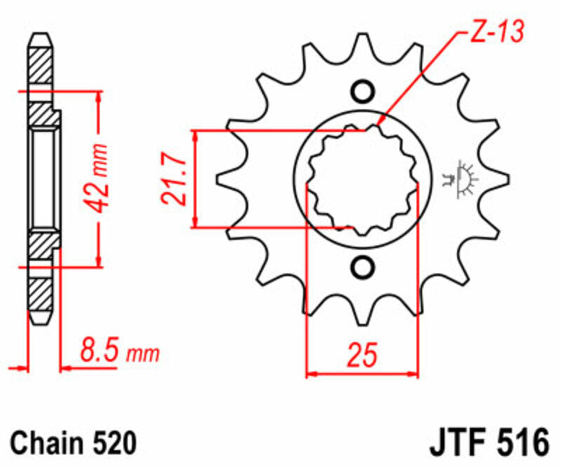 JT SPROCKETS Standard Stahlritzel vorne 516 - 520