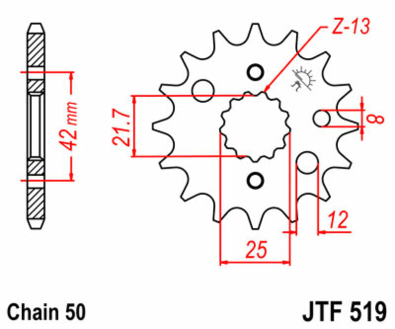 JT SPROCKETS Standard Stahlritzel vorne 519 - 530