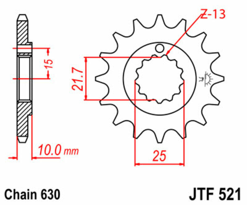JT SPROCKETS Standard Stahlritzel vorne 521 - 630