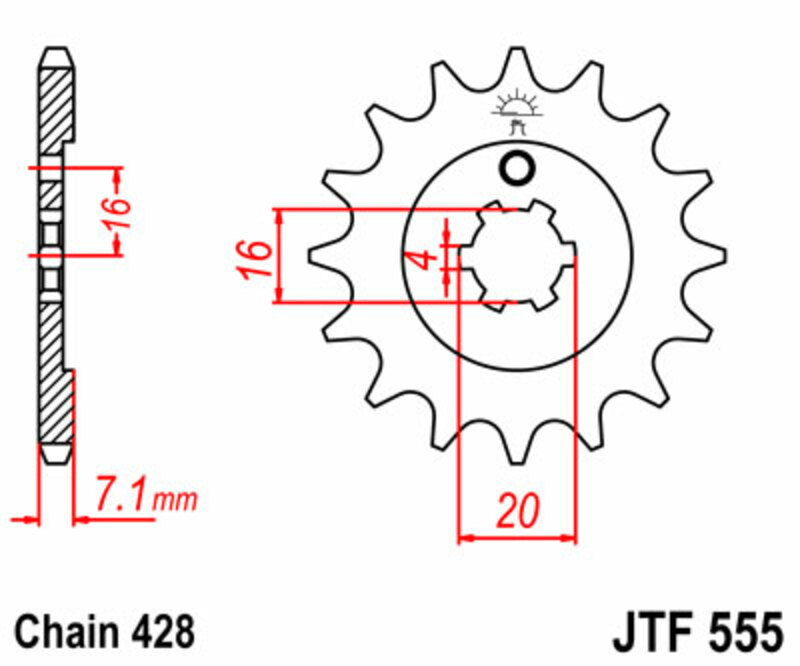 JT SPROCKETS Standard Stahlritzel vorne 555 - 428