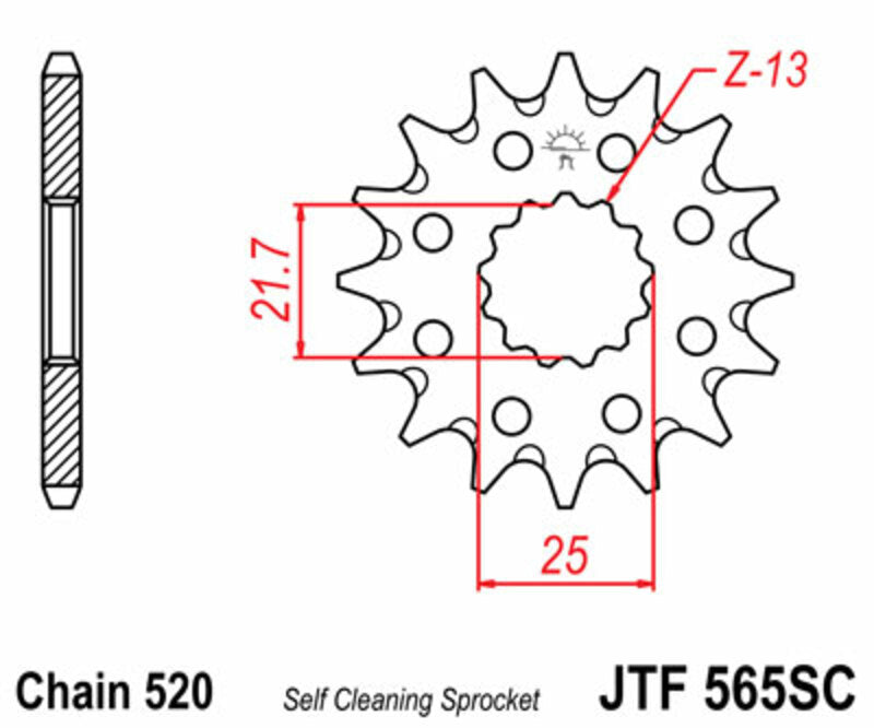 JT SPROCKETS Selbstreinigendes Stahlritzel vorne 565 - 520