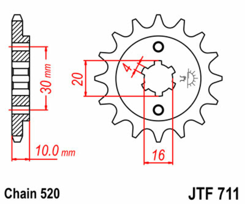 JT SPROCKETS Standard Stahlritzel vorne 711 - 520
