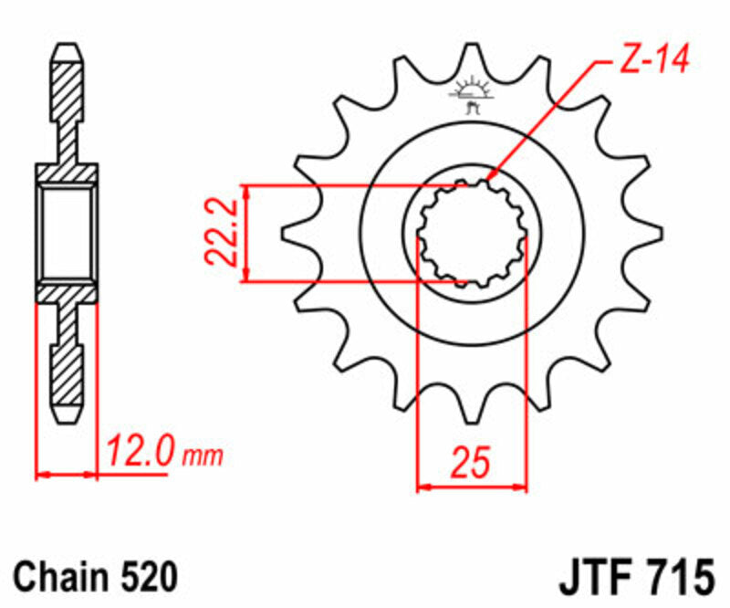 JT SPROCKETS Standard Stahlritzel vorne 715 - 520