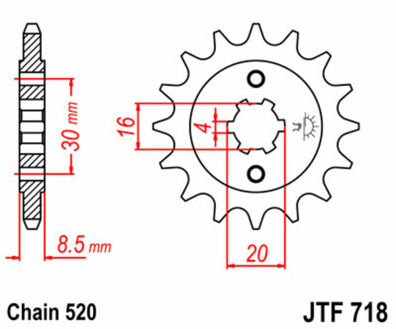 JT SPROCKETS Standard Stahlritzel vorne 718 - 520