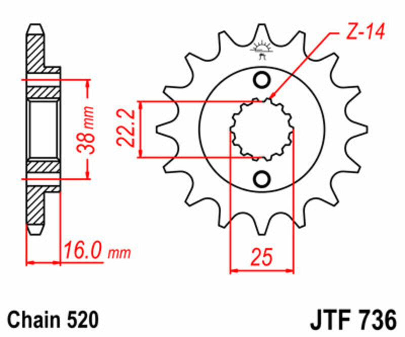 JT SPROCKETS Standard Stahlritzel vorne 736 - 520