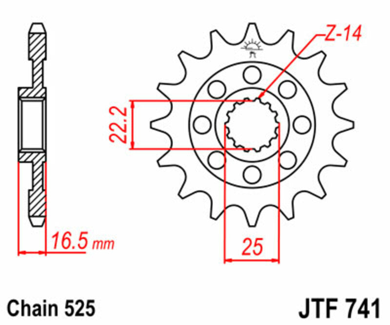 JT SPROCKETS Standard Stahlritzel vorne 741 - 525