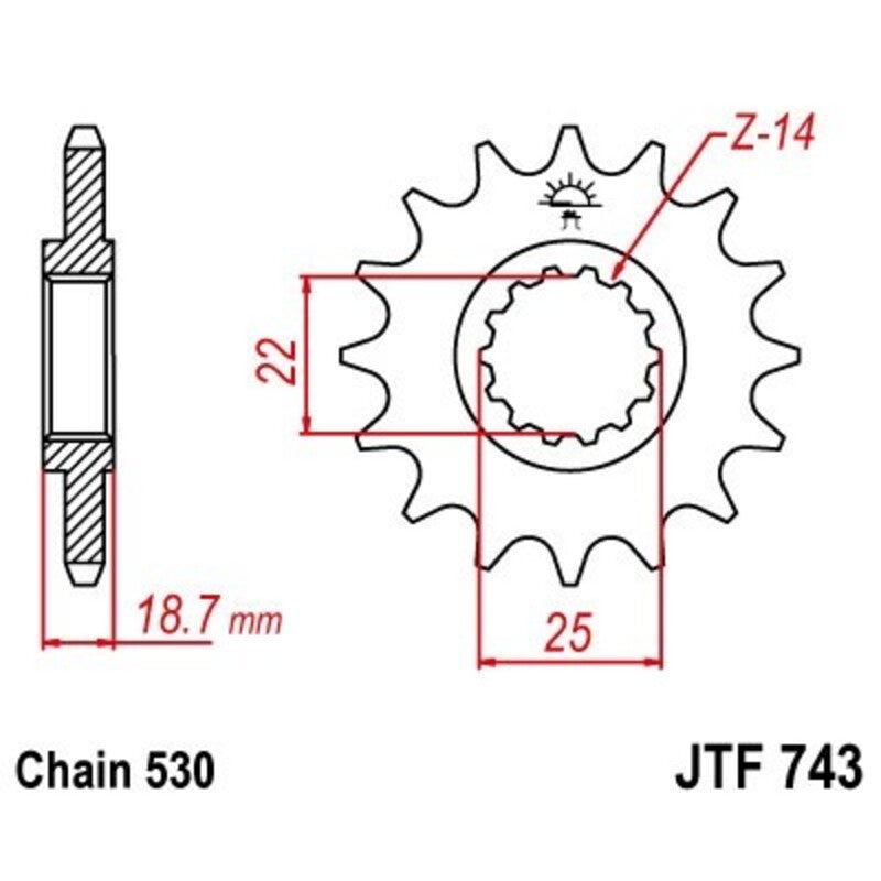 JT SPROCKETS Stahl Standard Ritzel vorne 743 - 530