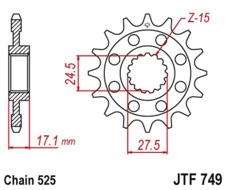 JT SPROCKETS Standard Stahlritzel vorne 749 - 525