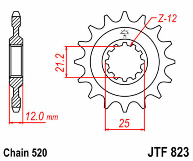 JT SPROCKETS Standard Stahlritzel vorne 823 - 520