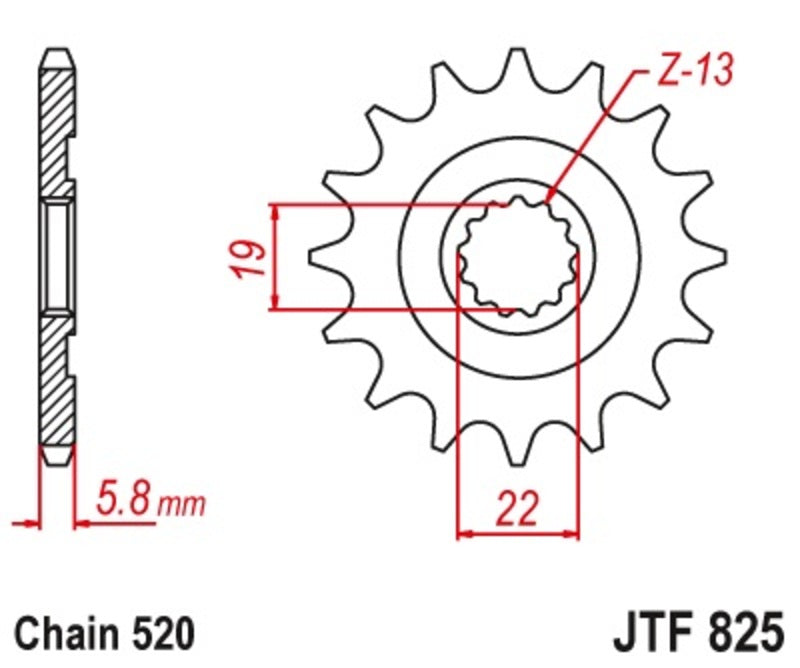 JT SPROCKETS Selbstreinigendes Stahlritzel vorne 825 - 520