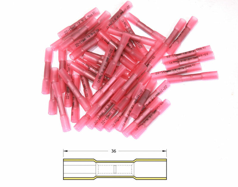 BIHR Schrumpfschlauch-Crimpverbinder rot transparent Ø 0,5 mm²/1,5 mm² - 50 Stück