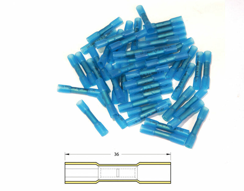 BIHR Schrumpfschlauch-Crimpverbinder blau transparent Ø 1,5 mm²/2,5 mm² - 50 Stück