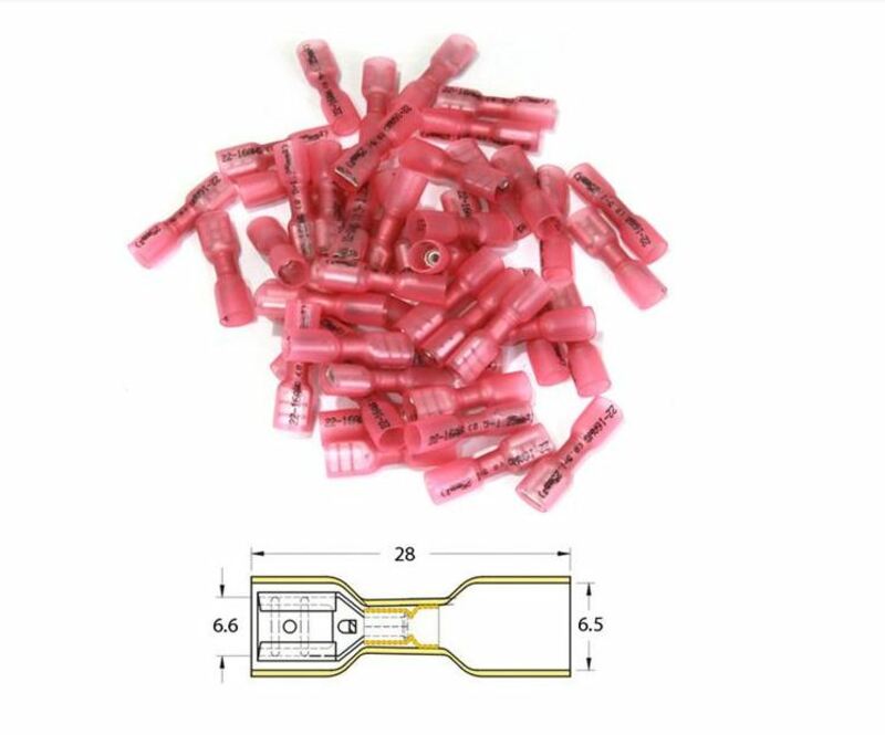 BIHR Schrumpfschlauch-Crimpverbinder weiblich rot transparent Ø 0,5 mm²/1,5 mm² - 50 Stück