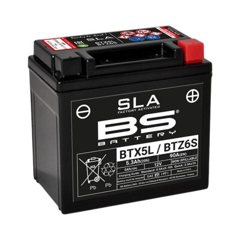 BS BATTERY SLA Wartungsfreie Batterie Werkseitig aktiviert - BTX5L / BTZ6S