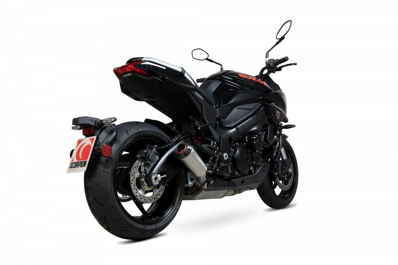 SCORPION Red Power Muffler Stainless Steel/Black ABS End Cap Suzuki Katana
