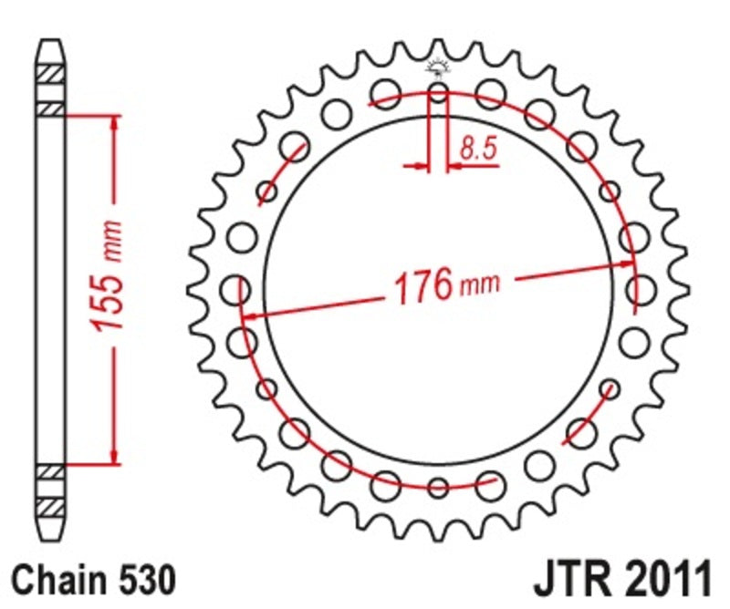 JT SPROCKETS Kettenrad 44 Zähne Stahl Standard 530 Pitch Typ 2011