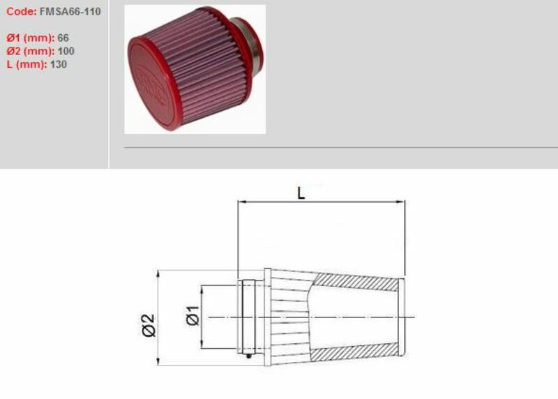 BMC Luftfilter konisch Ø 66 mm - FMSA66-110