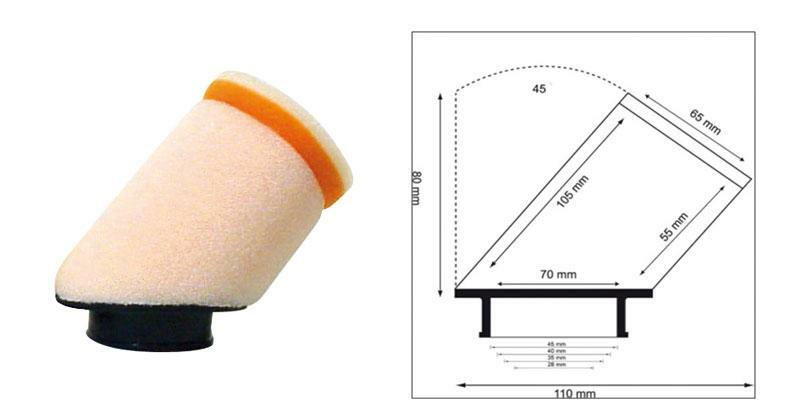 TWIN AIR Luftfilter zylindrisch 45° Ø45mm - 158975