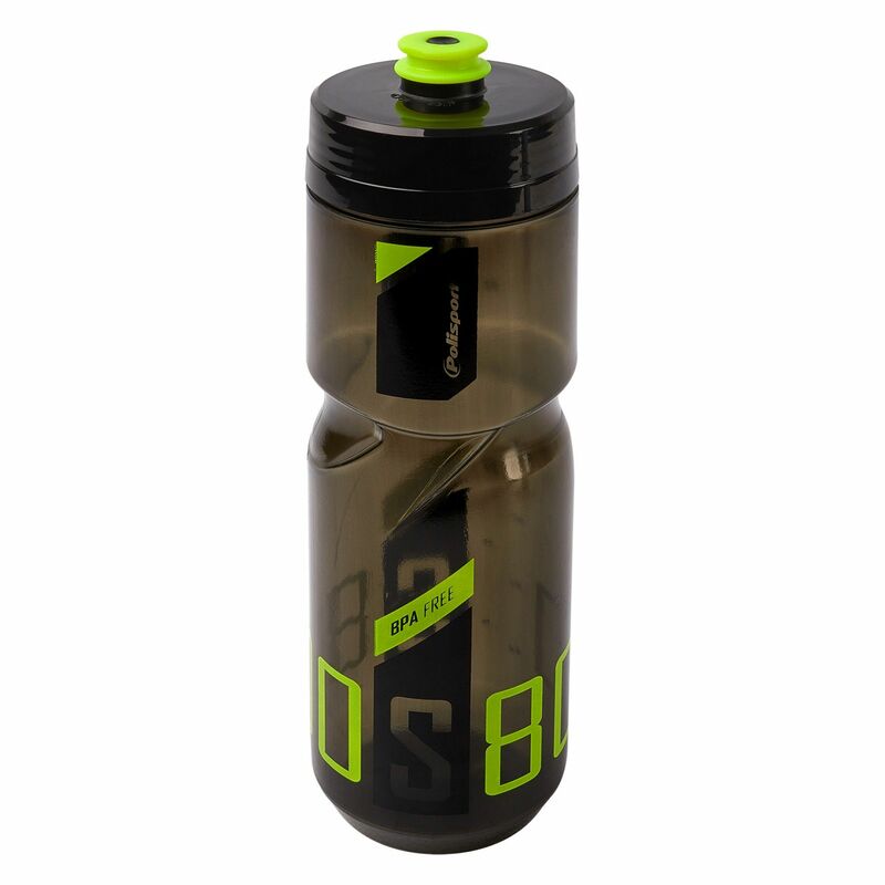 POLISPORT Water Bottle S800 Clear Black/Lime Green Screw-On Cap 700ml