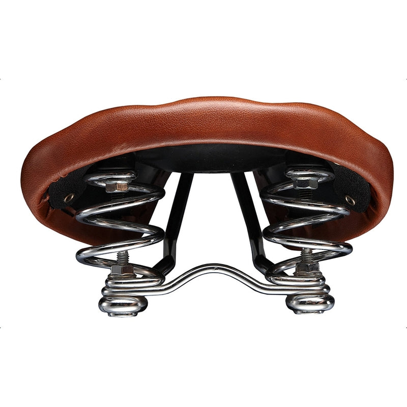 VELO Bicycle Saddle w/spring brown leather+rivet