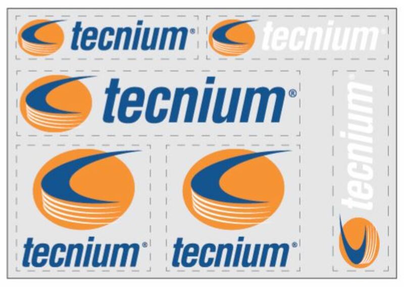 TECNIUMAufkleber-blatt 180 mm x 125 mm Hintergrund transparent 6 Vorgeschnittene Logos