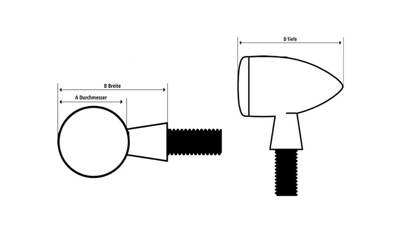 SHIN YO LED-Rücklicht Old School TYP3, Schwarz, Rotes Glas, mit Nr.-Schildhalter