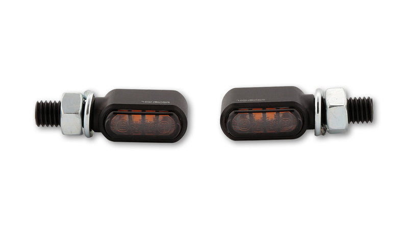 HIGHSIDER CNC LED Blinker Little Bronx, Schwarz, getöntes Glas, E-geprüft, Paar