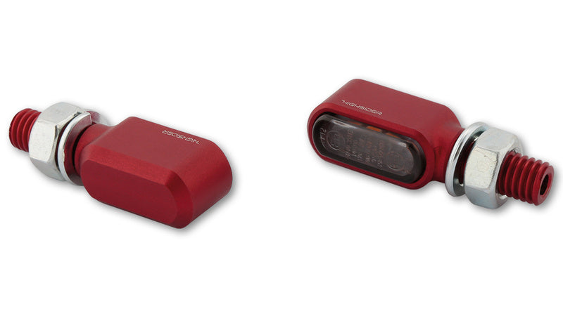 HIGHSIDER CNC LED Blinker Little Bronx, Rot, getöntes Glas, E-geprüft, Paar