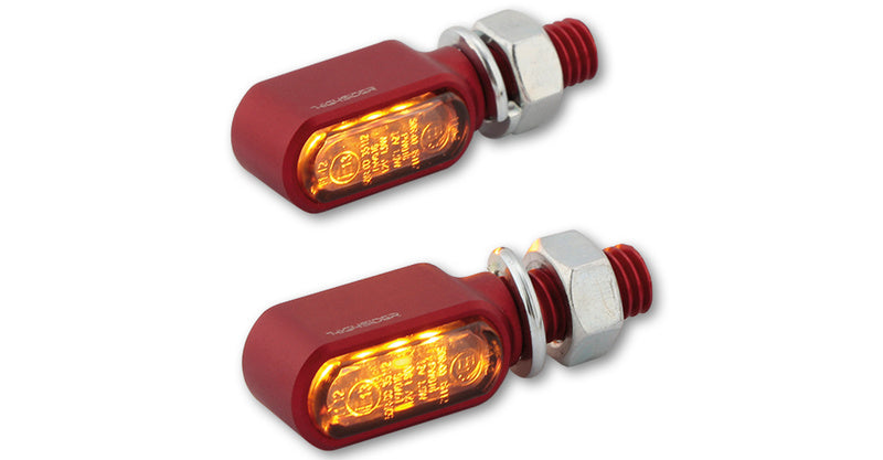 HIGHSIDER CNC LED Blinker Little Bronx, Rot, getöntes Glas, E-geprüft, Paar