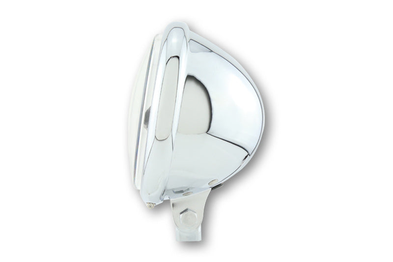 HIGHSIDER pro 5 3/4 Zoll Scheinwerfer Bates Style Typ 5 LED Chrom Untere Befestigung, E-Geprüft (1Stck)
