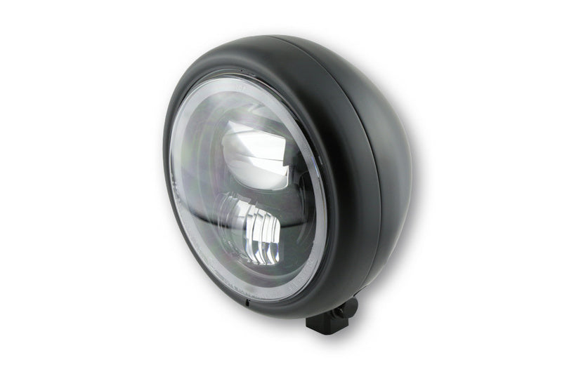 HIGHSIDER 5 3/4 Zoll LED-Scheinwerfer PECOS Typ 7 mit Standlichtring, Schwarz matt