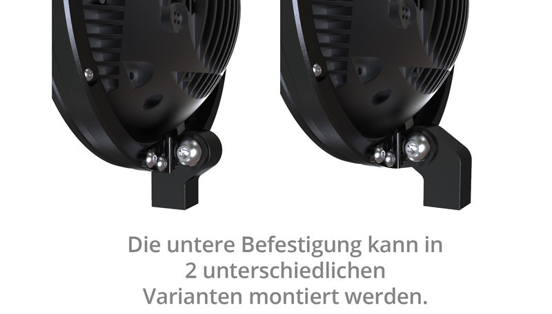 HIGHSIDER pro 7 Zoll Hauptscheinwerfer Frame-R1 Typ 3 LED Schwarz Untere Befestigung, E-Geprüft (1Stck)