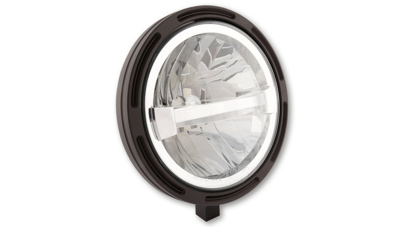 HIGHSIDER 7 Zoll LED-Hauptscheinwerfer Frame-R1 Typ 4, Schwarz, untere Befestigung