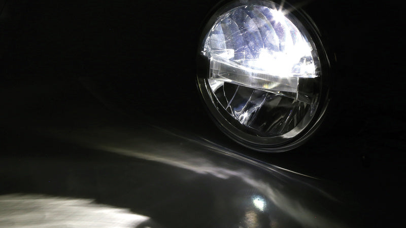 HIGHSIDER 7 Zoll LED-Hauptscheinwerfer Frame-R1 Typ 4, Schwarz, untere Befestigung