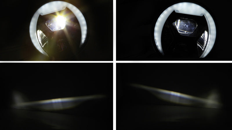 HIGHSIDER 7 Zoll LED-Hauptscheinwerfer Frame-R1 Typ 8, Schwarz, seitliche Befestigung