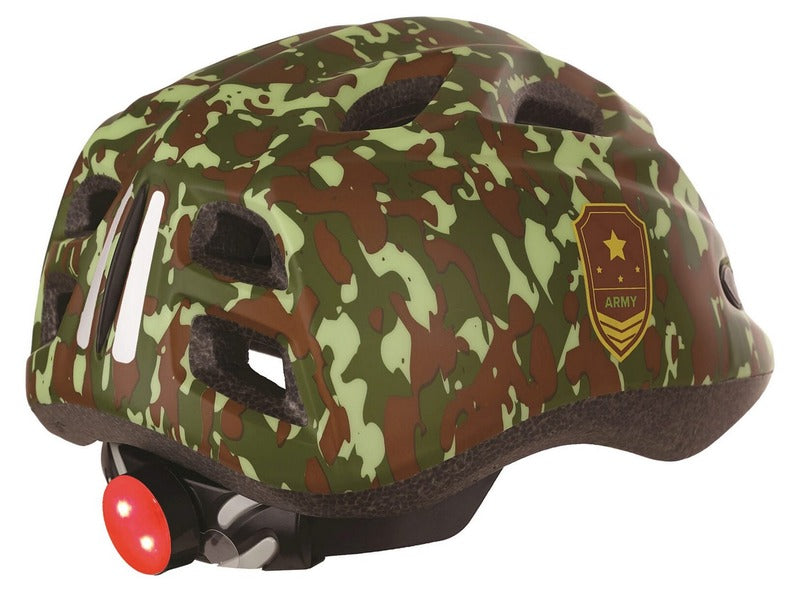 POLISPORT Kinder Helm Junior Army mit LED Size S 52/56 cm