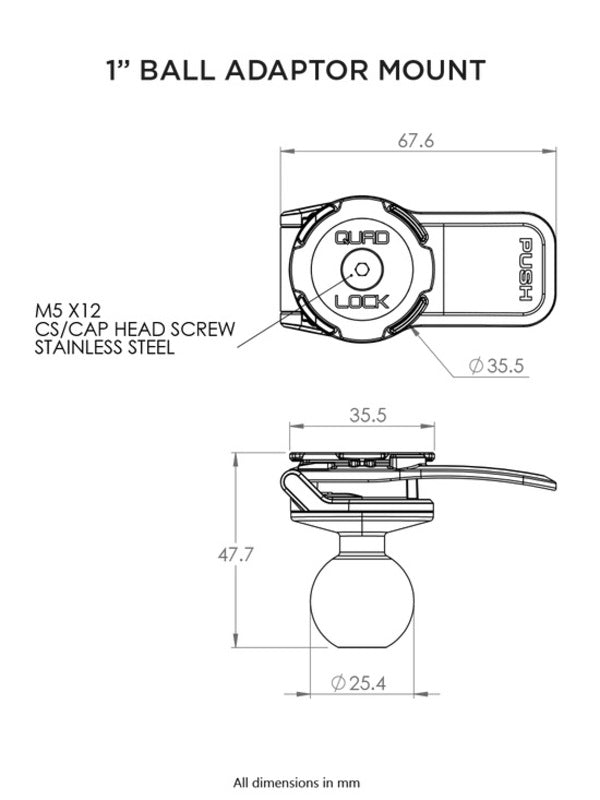 QUAD LOCK 1" Kugeladapter - RAM Motorradhalterung