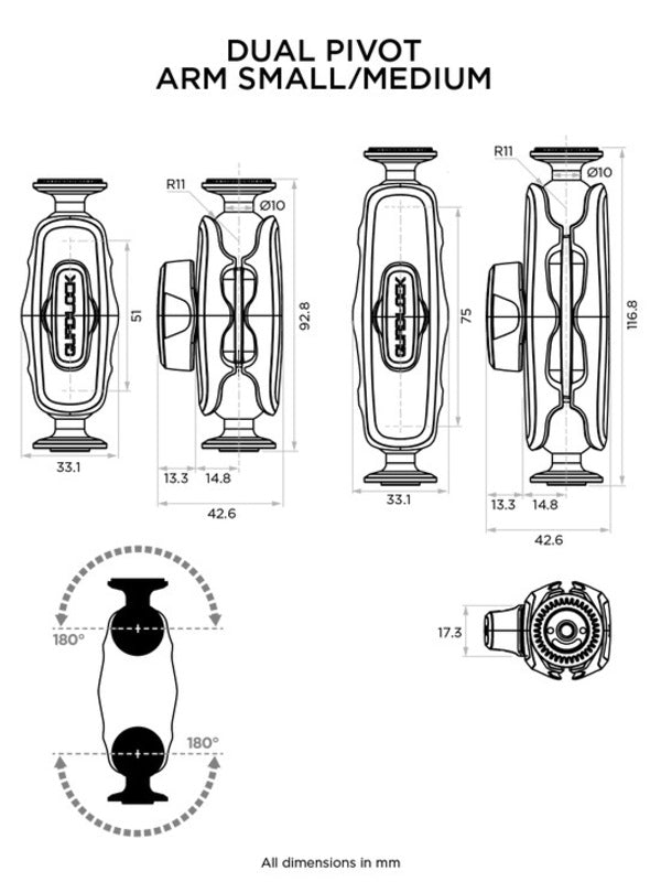 QUAD LOCK 360 Doppelschwenkarm - Kleine Version