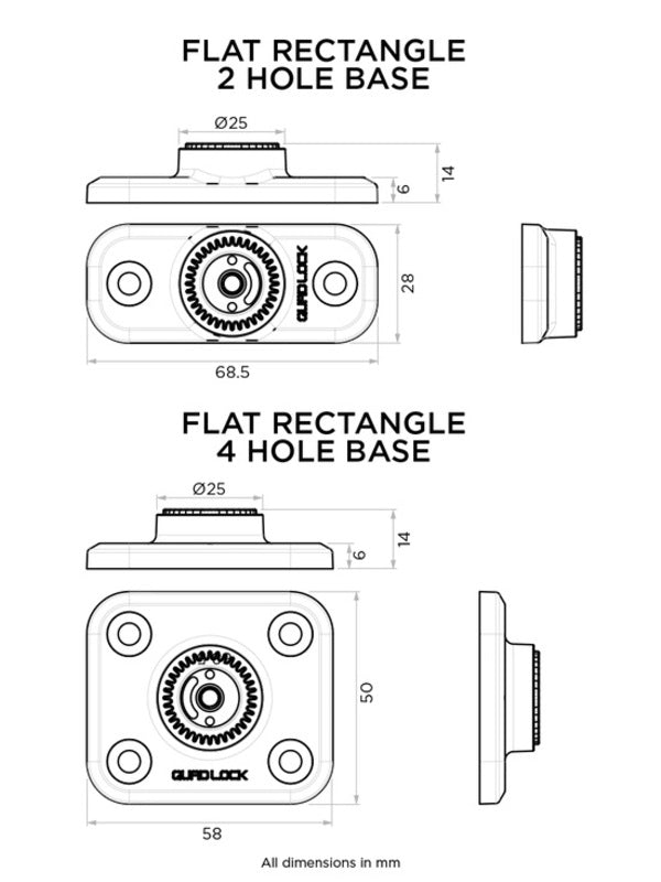 QUAD LOCK 360 4 Löcher Rechtecksockel