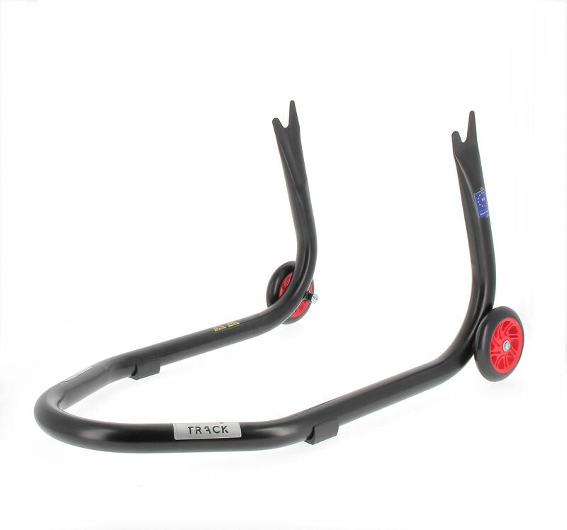 BIHR Home Track Montageständer hinten Aufnahmen in V-Form mattschwarz Räder rot