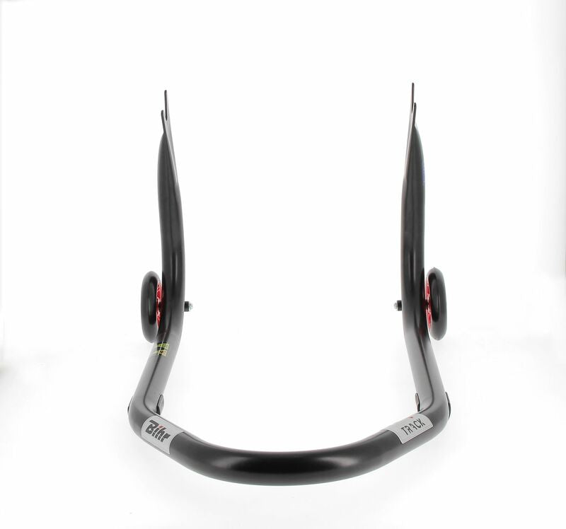 BIHR Home Track Montageständer hinten Aufnahmen in V-Form mattschwarz Räder rot