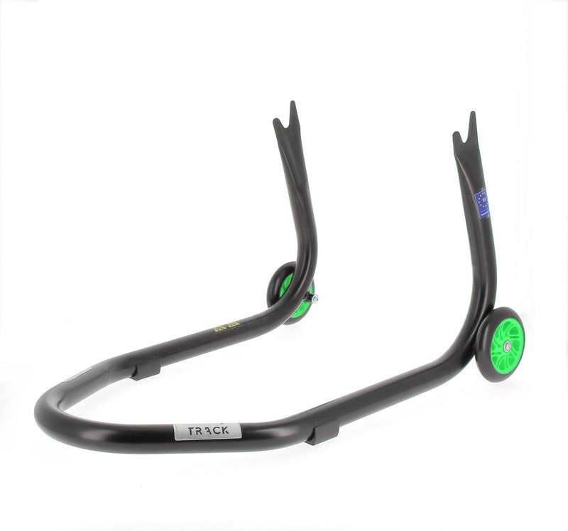 BIHR Home Track Montageständer hinten Aufnahmen in V-Form mattschwarz Räder grün