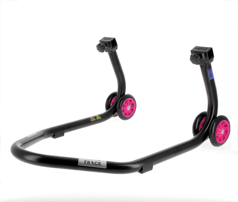 BIHR Home Track Montageständer hinten Aufnahmen in L-Form mattschwarz Räder rosa