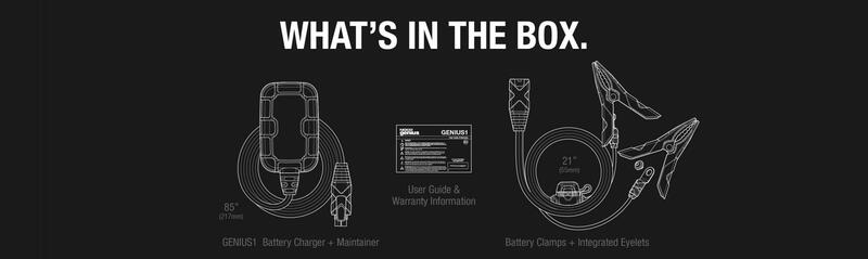 NOCO Genius2 Battery Charger Promotional Pack Smart Battery Charger Clamps with Integrated Eyelets 10+1 Free