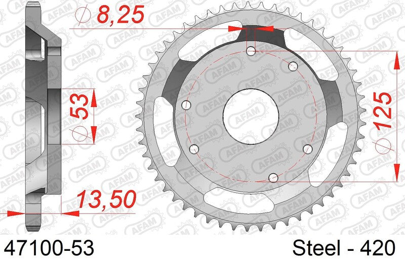 AFAM Standard Stahlritzel hinten 47100 - 420